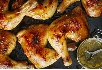 Grilled chicken quarter legs.